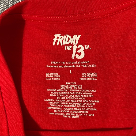 Friday The Thirteenth Mens T Shirt Sz L Horror Jason Red - Picture 3 of 4